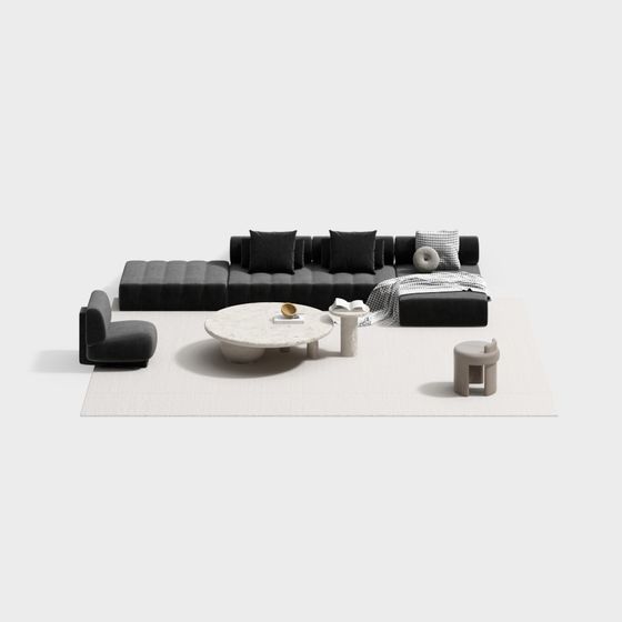 Urban Living Room 3D model for Modern Design