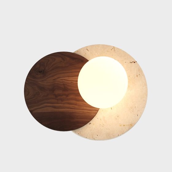 Harmonious Wood and Stone Lamp 3D model