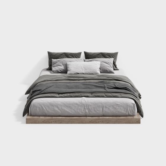 Elegant Low-Poly 3D Bed Model for Modern Spaces