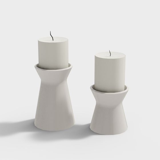 Low Poly Candle Holder Set 3D model