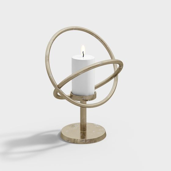 Elegant Low-Poly Candle Holder 3D model