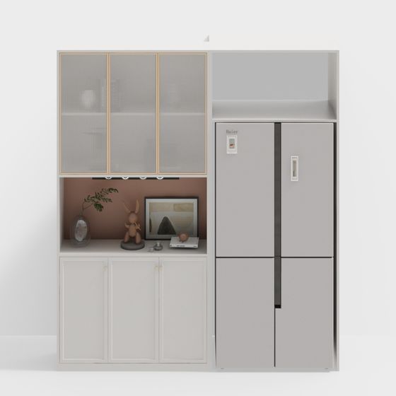 French Cream Style Sideboard 3D Model in Gray
