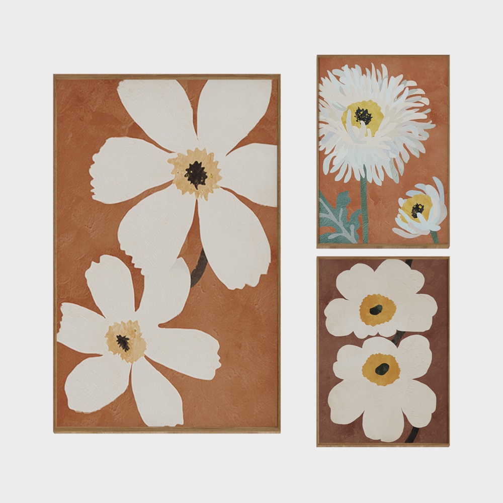 Low-Poly Floral 3D Model with Warm Orange Backdrop