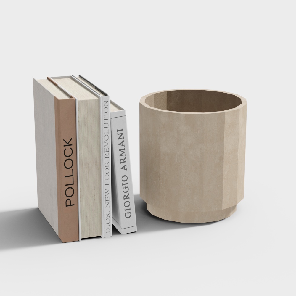 Concrete Vase and Books 3D model