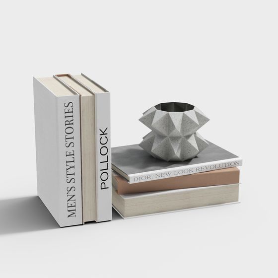 Modern Cream Style Book Ornaments 3D Model in Brown