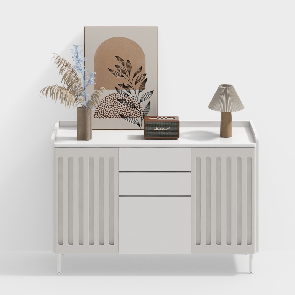 ตู้ด้านข้างสีครีม