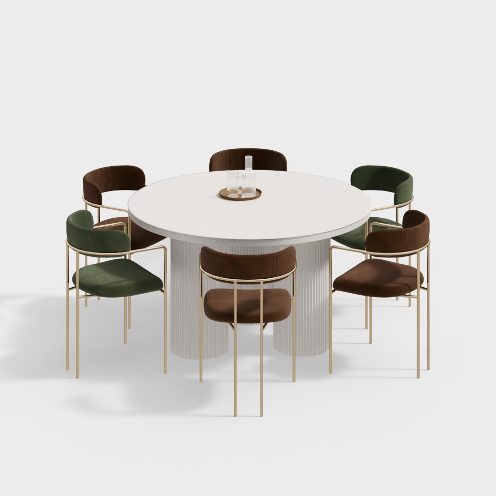 Bộ bàn ghế ăn phong cách kem Pháp