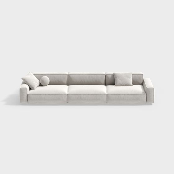 Modern Beige Multi-Seater Sofa 3D Model
