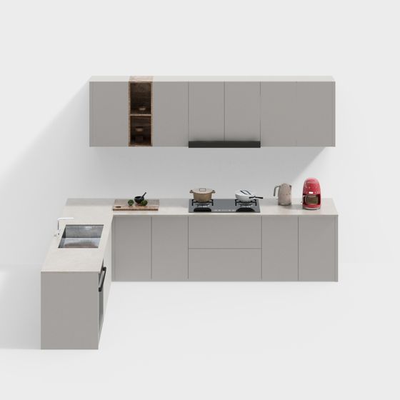 Stylish Low-Poly Kitchen 3D model for Creative Spaces