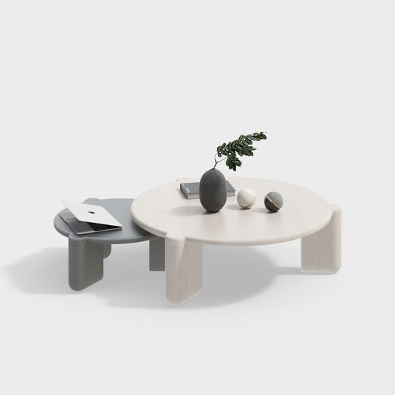 モダンクリームスタイルコーヒーテーブル/サイドテーブル