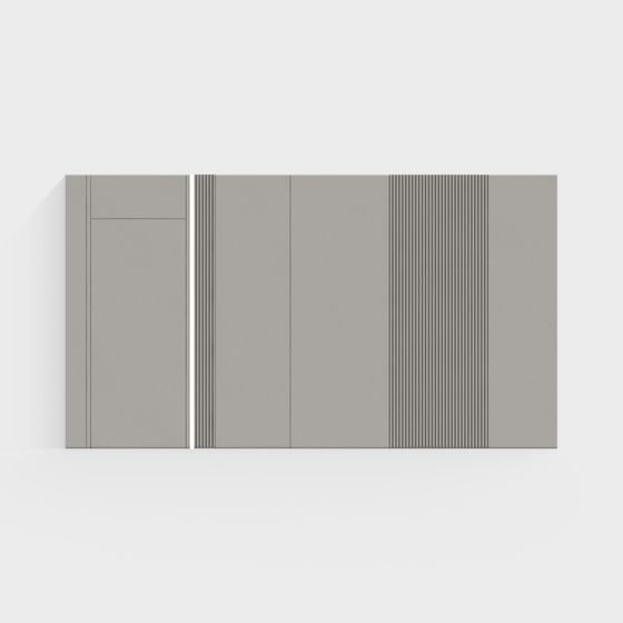 Modern Cream Style Background Wall 3D Model in Gray