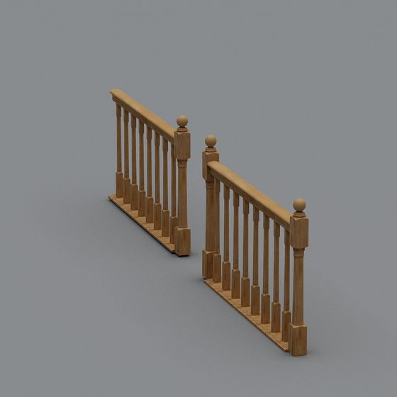 Elegant Low-Poly 3D Stair Railing Model