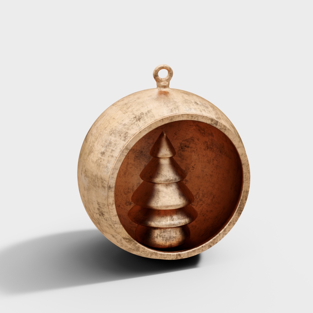 Elegant Low-Poly Christmas Tree 3D Model – Golden Design