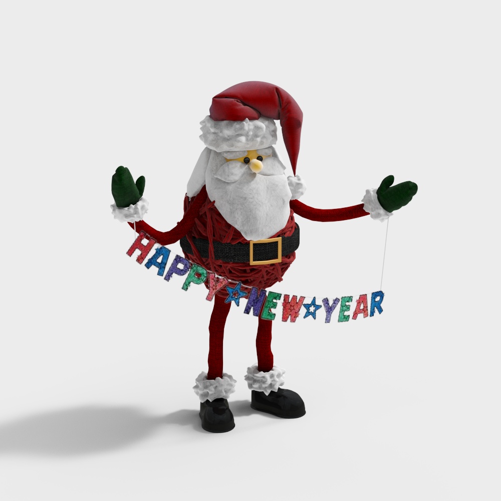 Charming Santa Claus 3D Model – Low-Poly Festive Figure
