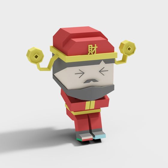 Vibrant Caishen Low-Poly 3D Model