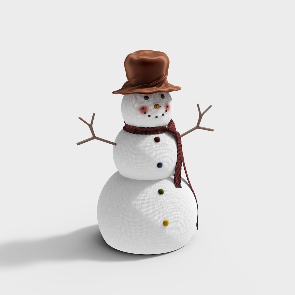 Playful Snowman 3D Model – Low-Poly Winter Character