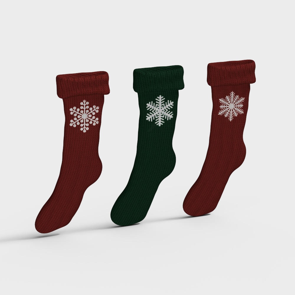 Festive Holiday Socks 3D Model – Knitted Winter Design