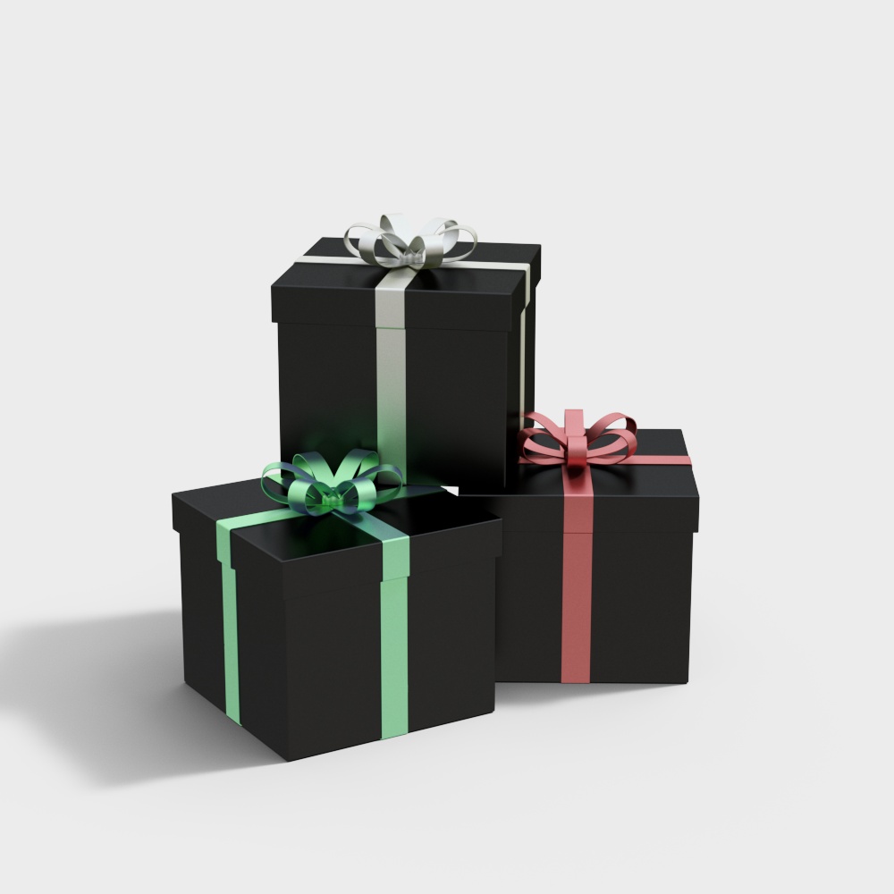 Elegant Gift Boxes 3D Model – Low-Poly Festive Design