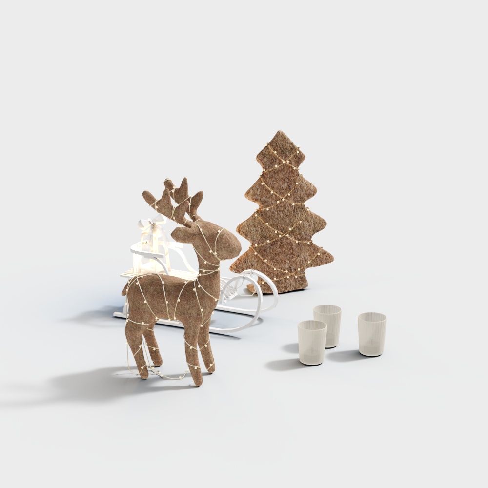 Modern elk ornaments set