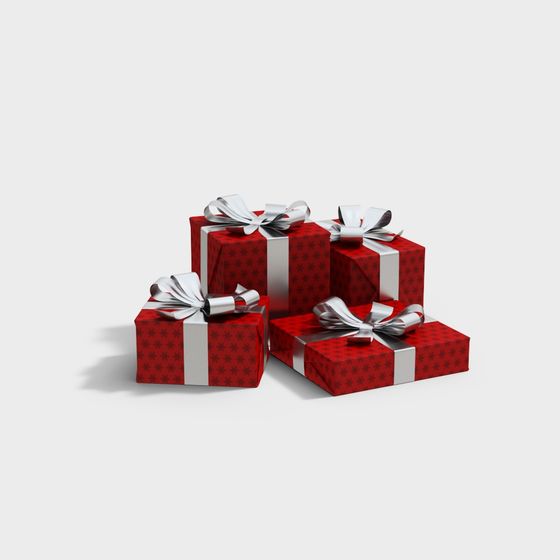 Festive Low-Poly High-Detail Gift Box 3D model