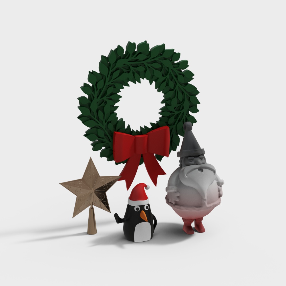 Festive Christmas Wreath 3D Model – Holiday Decor Asset
