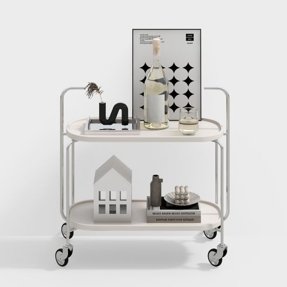 Modern Minimalist Tea Cart 3D model