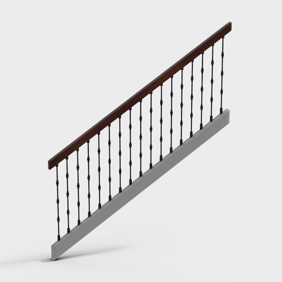 Elegant 3D Model of Stair Railing