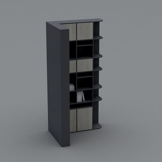 Minimalist Low-Poly Bookshelf 3D model