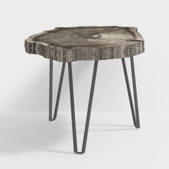 Natural Wood Grain Side Table 3D model