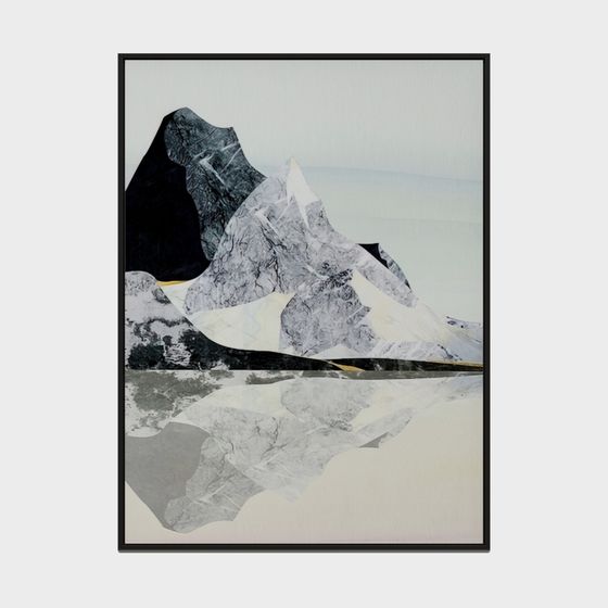 Abstract Low-Polygon Mountain 3D model over Serene Lake