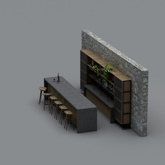 Stylish Bar Design 3D model for Modern Spaces