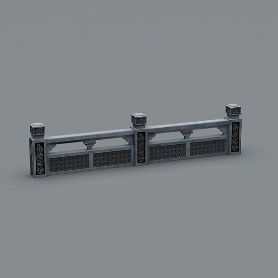 Elegant Classical Stone Railing 3D model