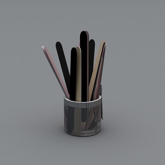 Low Polygon Pencil Holder and Pencil Set 3D model