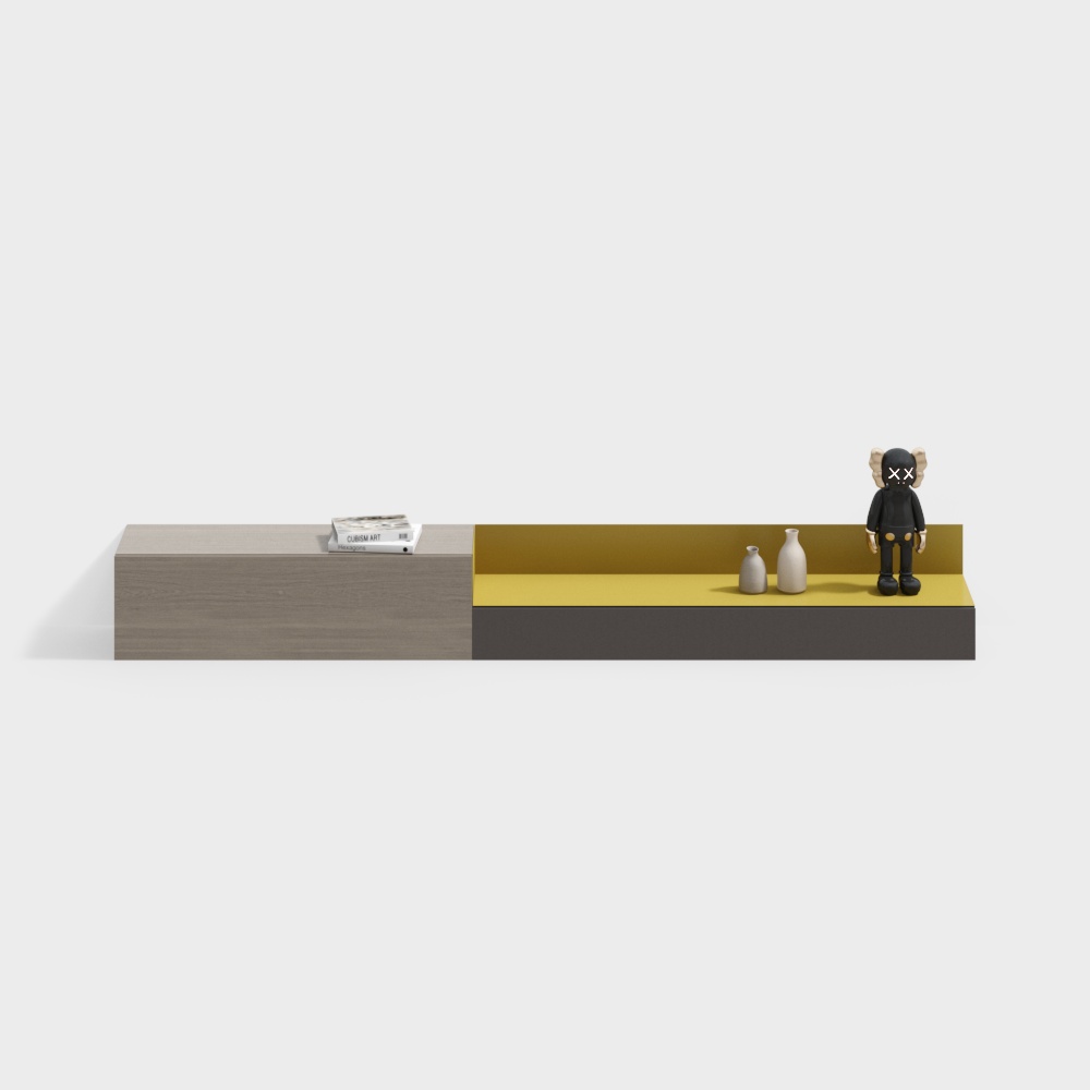Urban Shelf 3D Model – Low-Poly Modern Wood Design