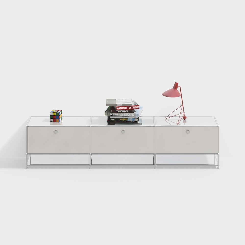 Urban Shelf 3D Model – Minimalist White & Glass Design