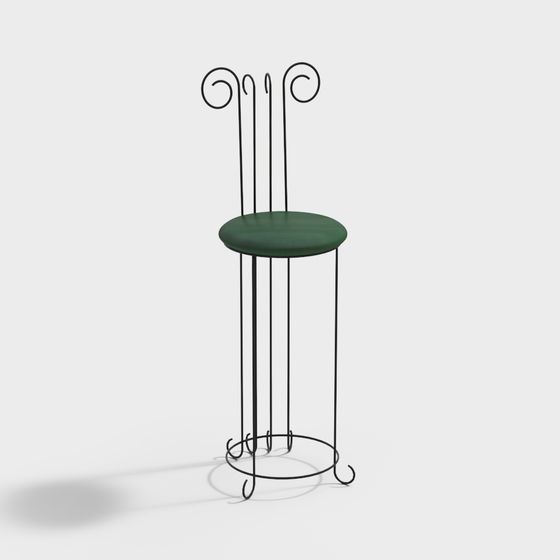 Vintage Iron Bar Stool 3D model