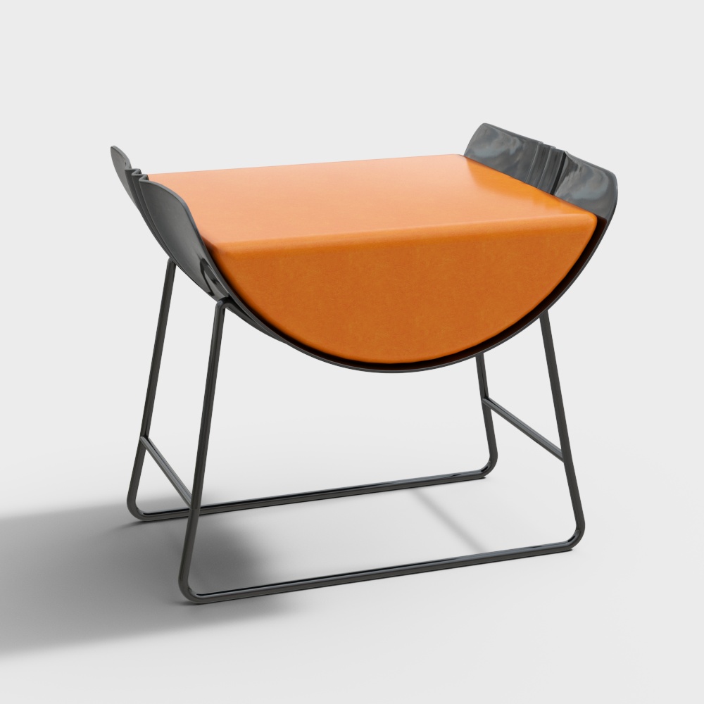 3D Seat Model with Orange Cushion – Low-Poly Design