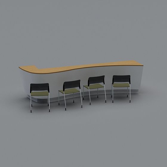 Curved Reception Desk 3D model