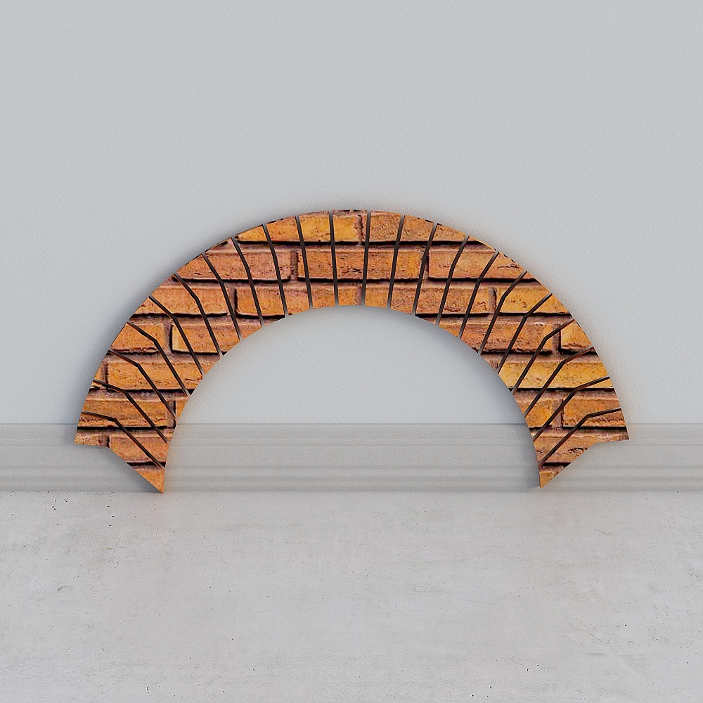 Semi-Circular Brick Wall 3D model for Modern Spaces
