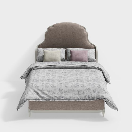 Charming Low-Polygon Bed 3D model for Cozy Spaces