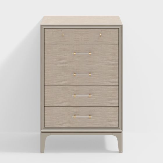 Elegant Five-Drawer Cabinet 3D model