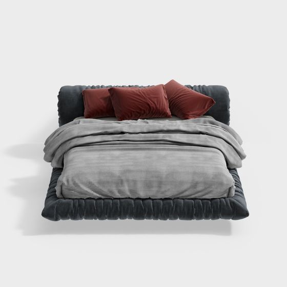 Stylish Low-Poly Bed 3D model for Contemporary Homes