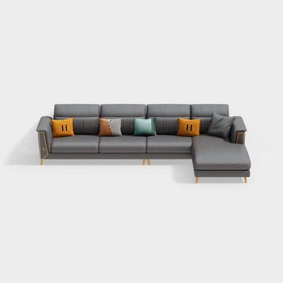 Elegant Gray Sofa 3D model for Modern Interiors