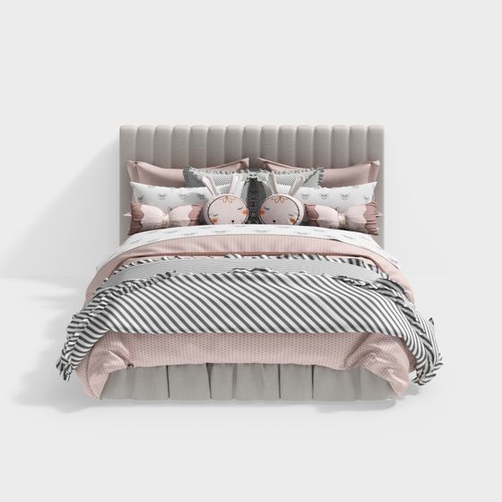 Stylish Low-Poly 3D Bed Model for Children's Rooms