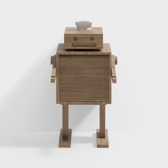 Woodie - Unique Wooden Robot 3D Model