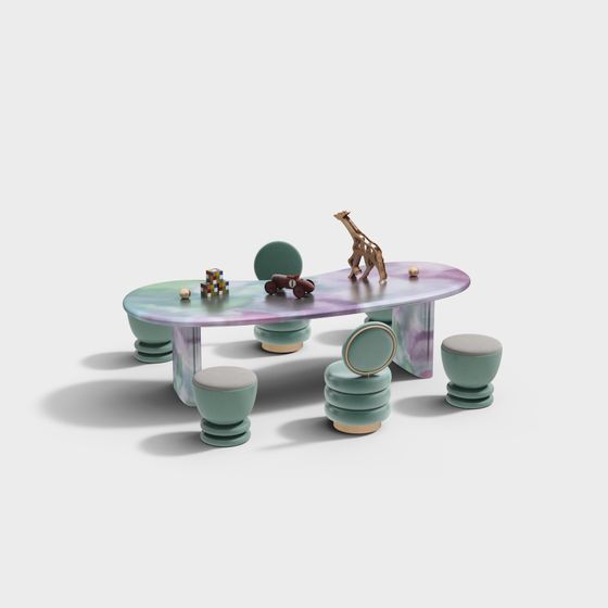 Childhood Table and Chairs Set 3D model