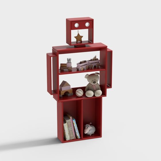 Colorful Low-Poly Robot Bookshelf 3D model