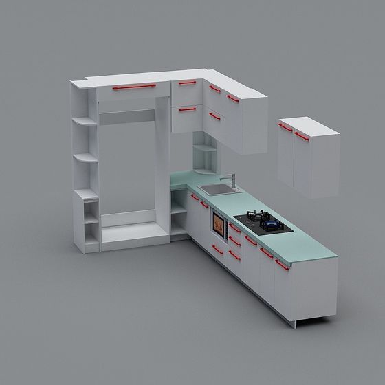 Stylish Low-Poly Kitchen Design 3D model