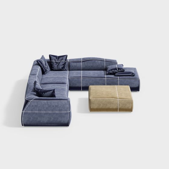 Stylish Low-Poly Sofa 3D model for Modern Interiors