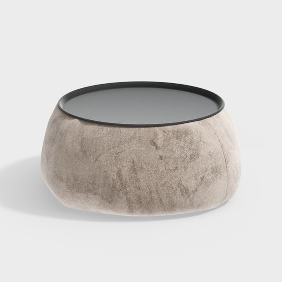 Elegant Round Sofa Ottoman 3D model